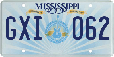 MS license plate GXI062