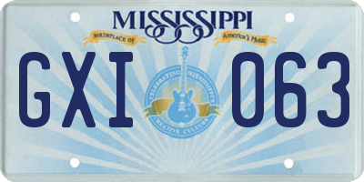 MS license plate GXI063
