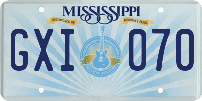 MS license plate GXI070