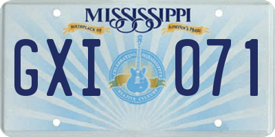 MS license plate GXI071