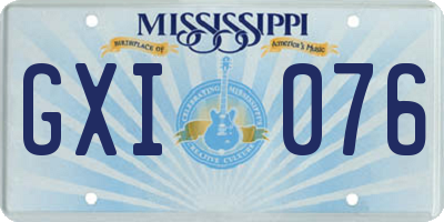 MS license plate GXI076