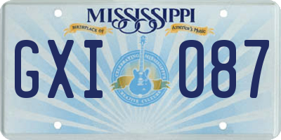 MS license plate GXI087