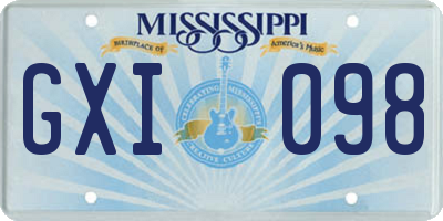 MS license plate GXI098