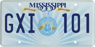 MS license plate GXI101