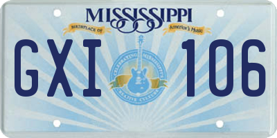 MS license plate GXI106