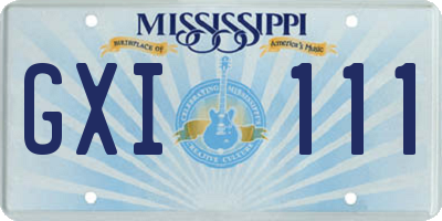 MS license plate GXI111