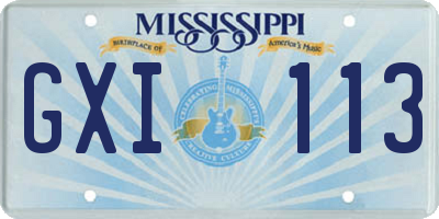 MS license plate GXI113
