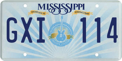 MS license plate GXI114