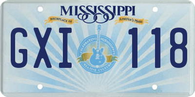 MS license plate GXI118
