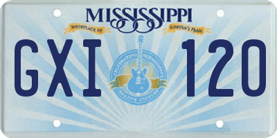 MS license plate GXI120