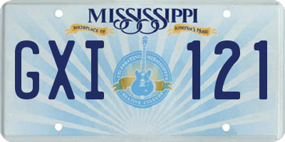 MS license plate GXI121
