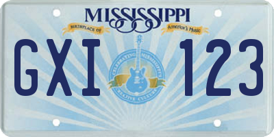 MS license plate GXI123