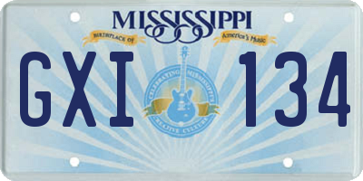 MS license plate GXI134