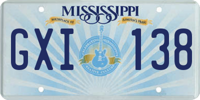 MS license plate GXI138