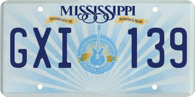 MS license plate GXI139