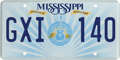 MS license plate GXI140