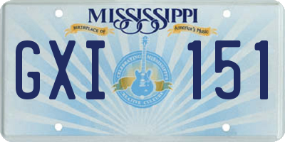 MS license plate GXI151