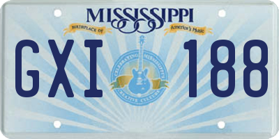 MS license plate GXI188