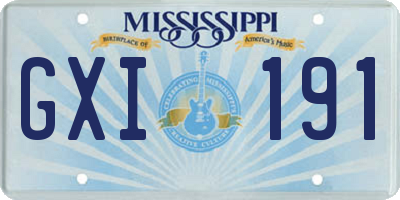 MS license plate GXI191