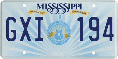 MS license plate GXI194