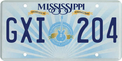 MS license plate GXI204