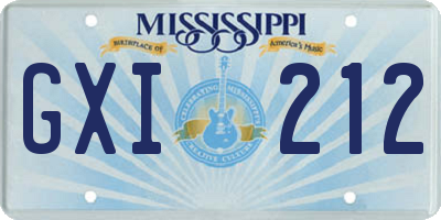MS license plate GXI212