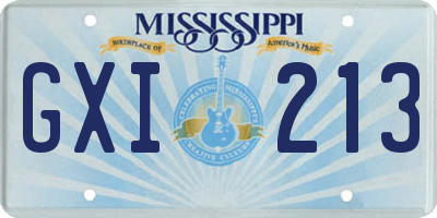 MS license plate GXI213