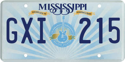 MS license plate GXI215