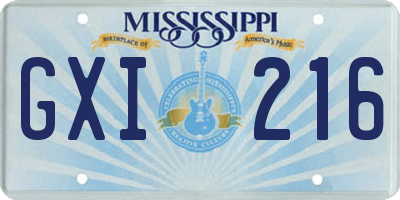 MS license plate GXI216