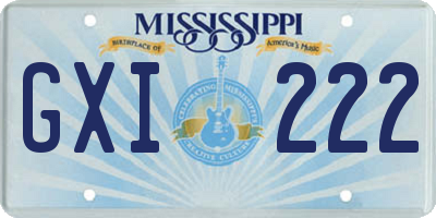 MS license plate GXI222