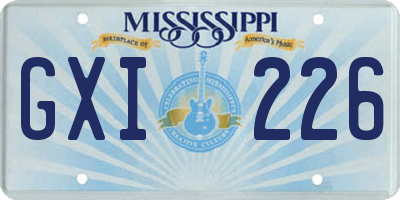 MS license plate GXI226