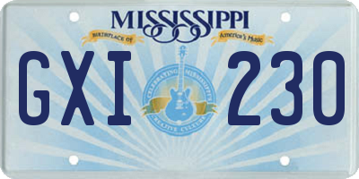 MS license plate GXI230
