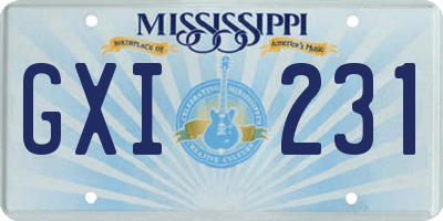 MS license plate GXI231