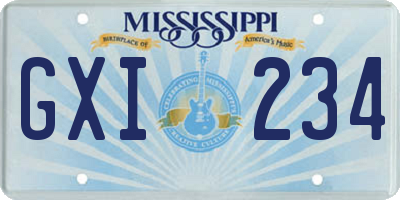 MS license plate GXI234