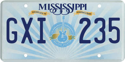 MS license plate GXI235