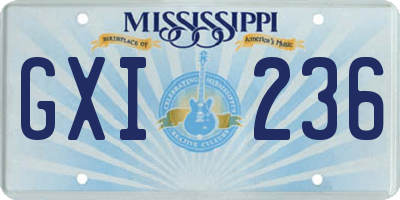 MS license plate GXI236