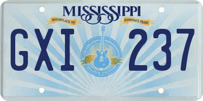 MS license plate GXI237