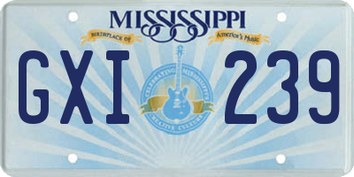 MS license plate GXI239