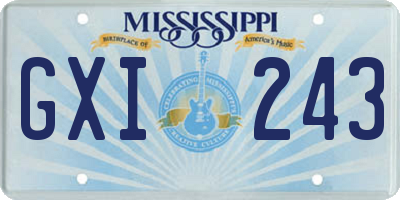MS license plate GXI243