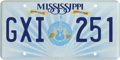 MS license plate GXI251