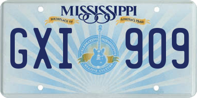 MS license plate GXI909