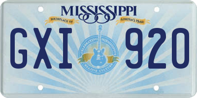 MS license plate GXI920