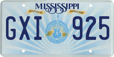 MS license plate GXI925