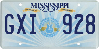 MS license plate GXI928