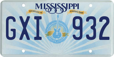 MS license plate GXI932