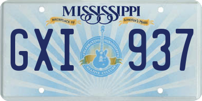 MS license plate GXI937
