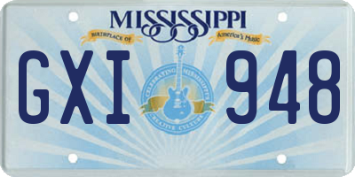 MS license plate GXI948