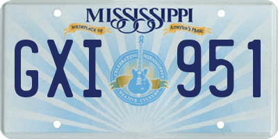 MS license plate GXI951