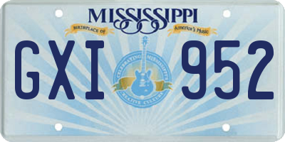 MS license plate GXI952