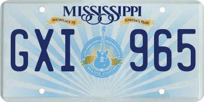 MS license plate GXI965